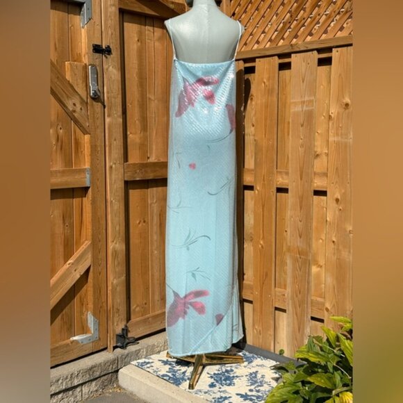 🆕 RAT & BOA 🧿 NWOT Marisol Blue Floral Printed Sequin Shimmer Maxi Dress Sz L - Picture 7 of 15